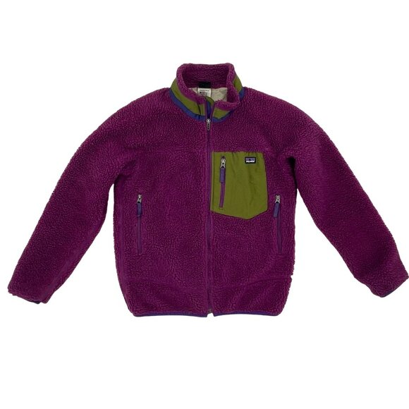 Patagonia Vintage Retro-X Deep Pile Sherpa Jacket Coat Girls Size 12 - Picture 1 of 5